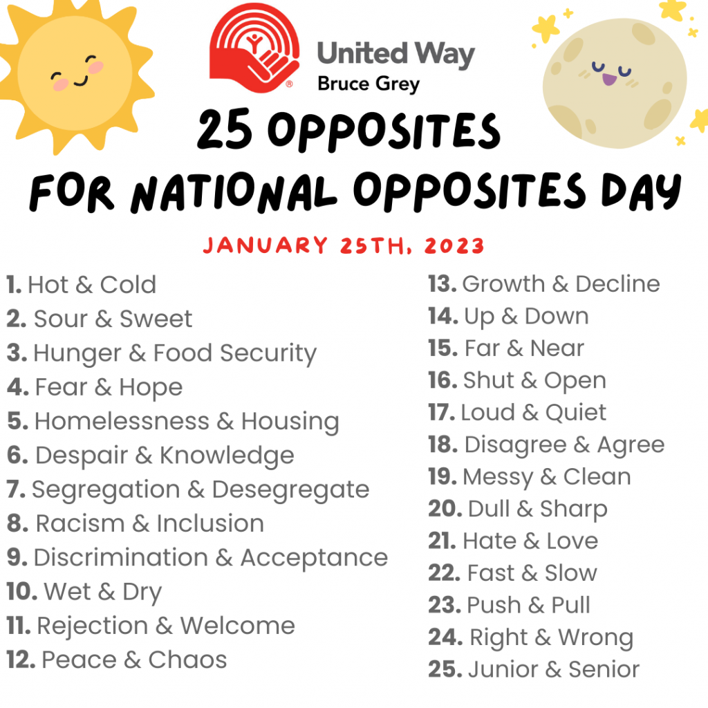 January 25th Opposite Day! United Way of Bruce Grey